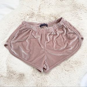 Brandy Melville Velvet Shorts Dusty Rose OS